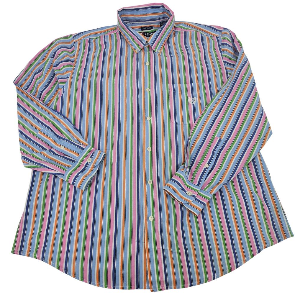Vintage 90s CHAPS Ralph Lauren Multicolor Striped Button Shirt Men's XL 3047